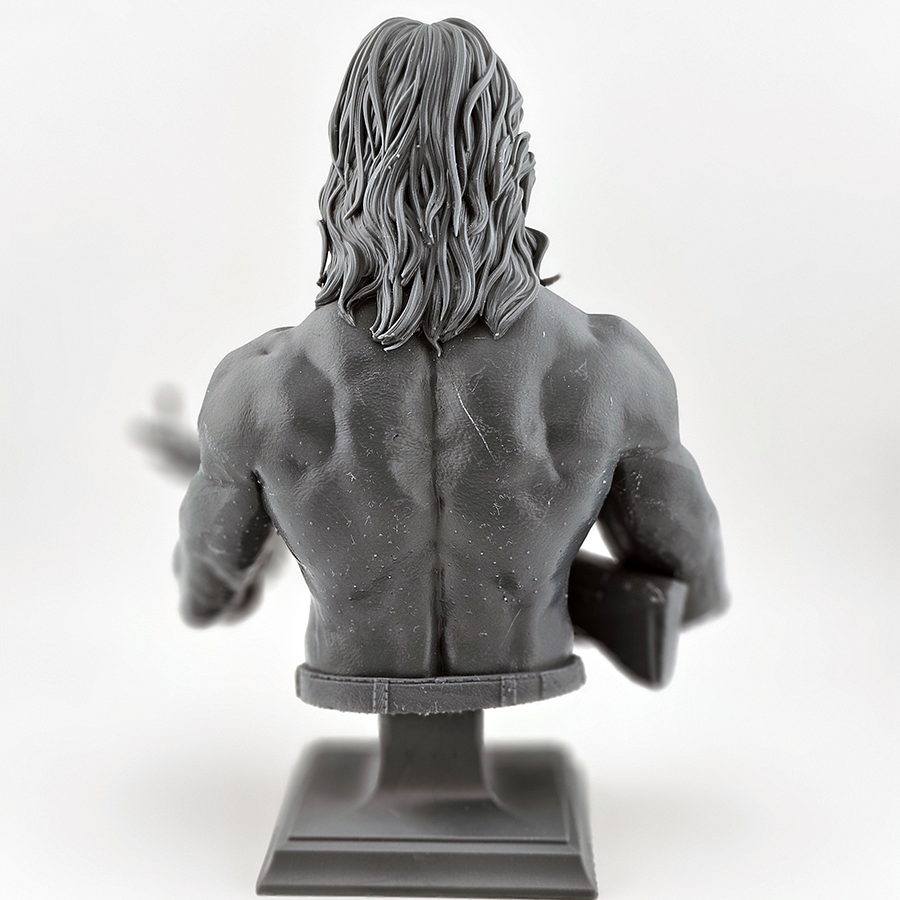 1/6 scale Rambo Bust – close-up view showing lifelike detail and intense expression in grey resin