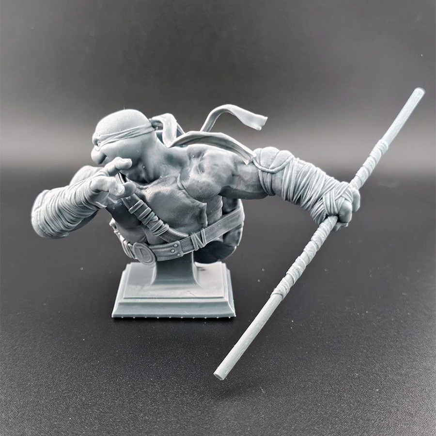 Highly detailed 1/9 scale Donatello resin bust kit from TMNT, unpainted and ready for assembly and painting.