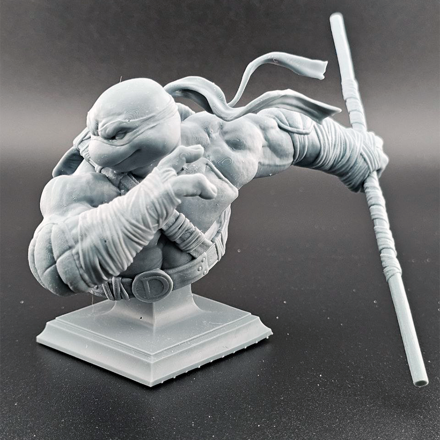 Highly detailed 1/9 scale Donatello resin bust kit from TMNT, unpainted and ready for assembly and painting.