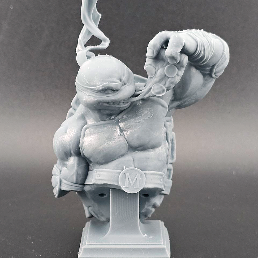 Unpainted 1/9 scale Michelangelo resin bust kit featuring detailed sculpting, ready for assembly and painting.