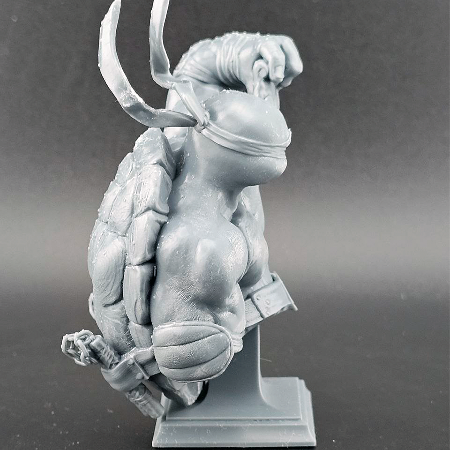 Unpainted 1/9 scale Michelangelo resin bust kit featuring detailed sculpting, ready for assembly and painting.