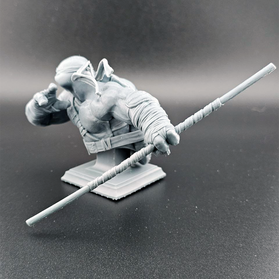 Highly detailed 1/9 scale Donatello resin bust kit from TMNT, unpainted and ready for assembly and painting.