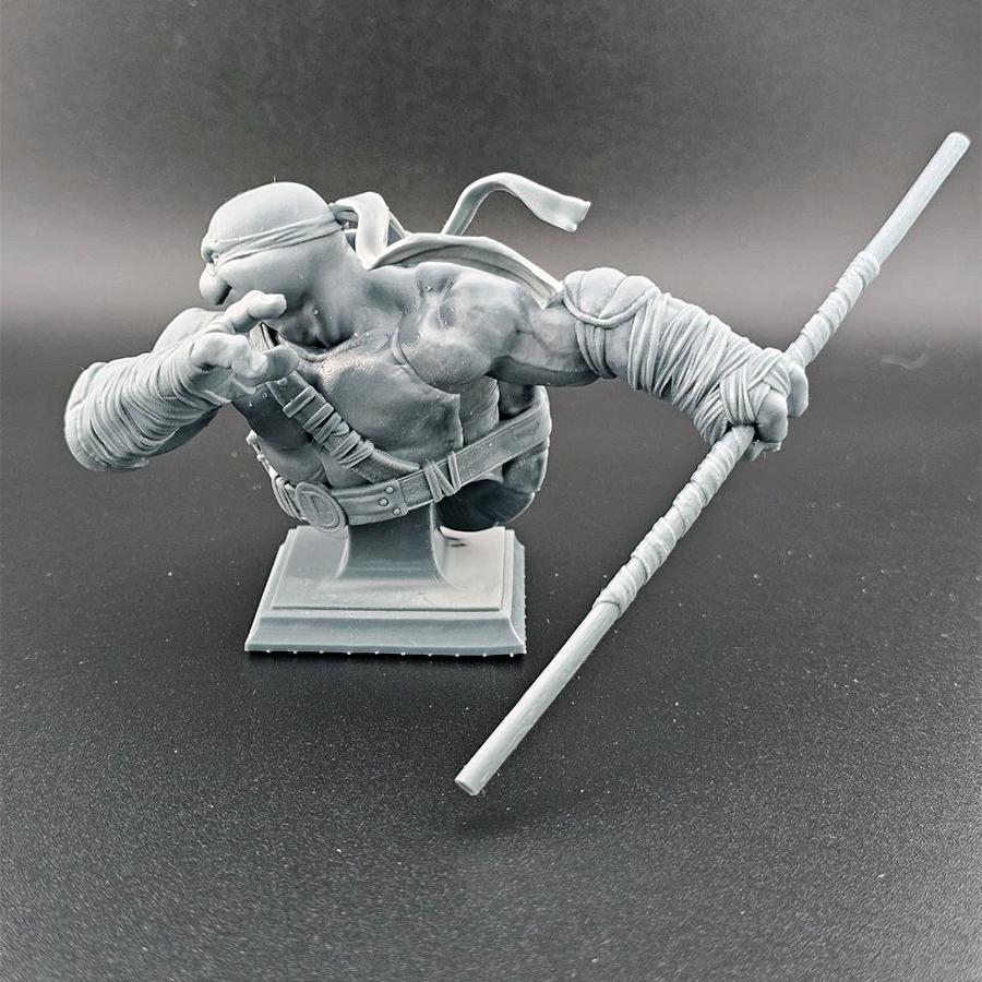 Highly detailed 1/9 scale Donatello resin bust kit from TMNT, unpainted and ready for assembly and painting.