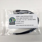 Pack of 5 white 5mm pre-wired resistored LEDs rated for 3V to 12V model kits and electronics projects.