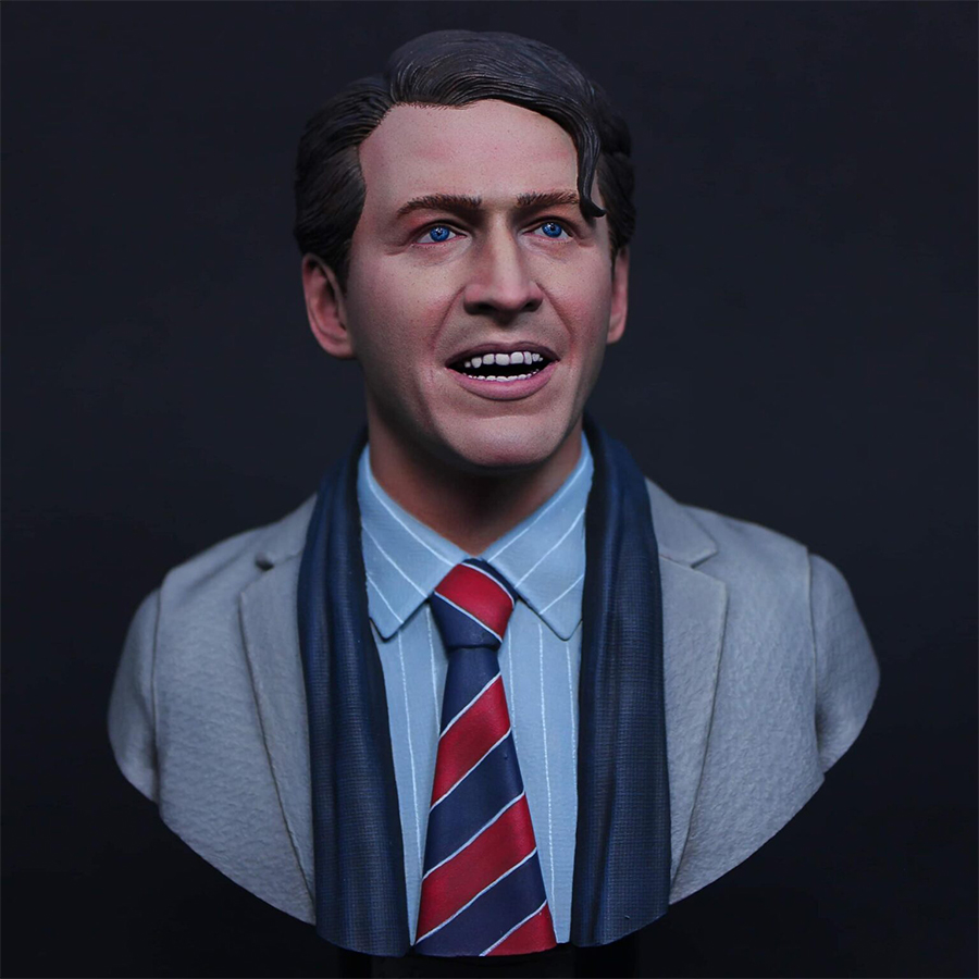 Grey resin model kit of George Bailey from It’s a Wonderful Life, 1/6 scale, unpainted and unassembled