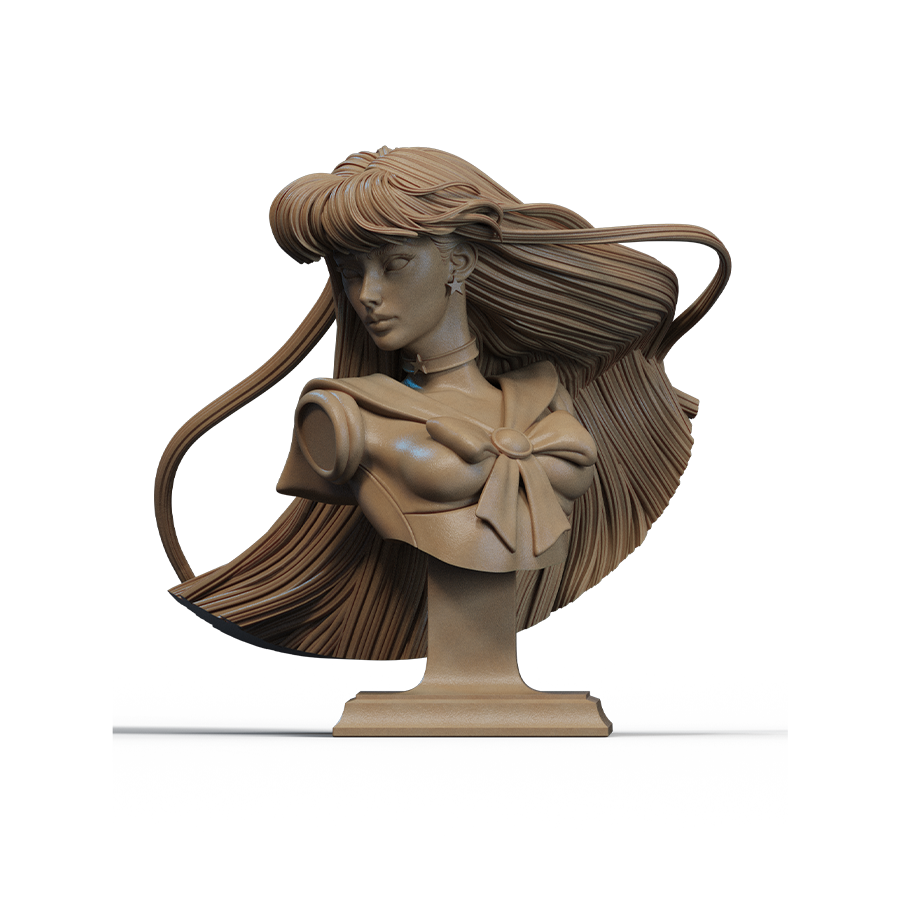 Close-up of Rei Hino as Sailor Mars in detailed sculpted bust