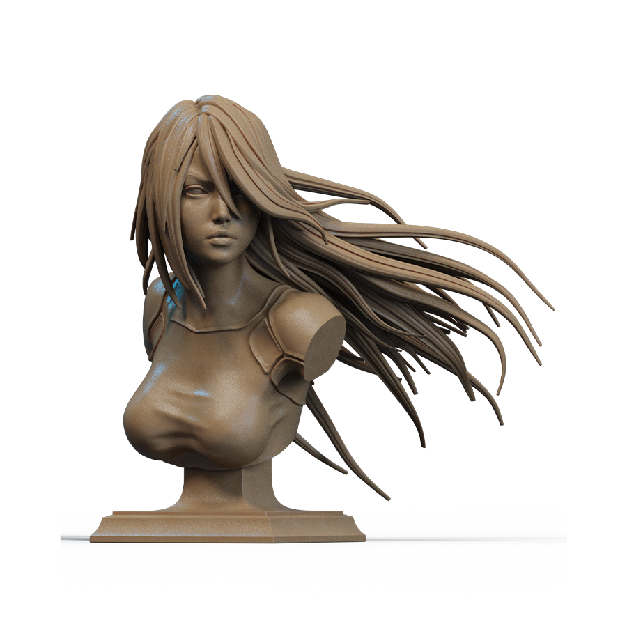 Unpainted resin kit of A2 bust showing bust and base in grey resin