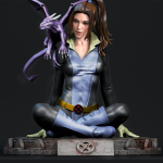 Unpainted Kitty Pryde resin kit in superhero pose