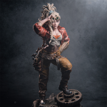 Unpainted Gemma resin model kit with cloak, base, and figure parts