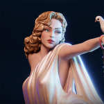 Unassembled parts of pinup resin model showing body and base pieces