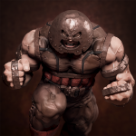 Unassembled Juggernaut resin model parts including helmet and torso