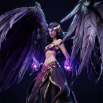 Unassembled Morgana resin kit with base, wings, and body sculpt