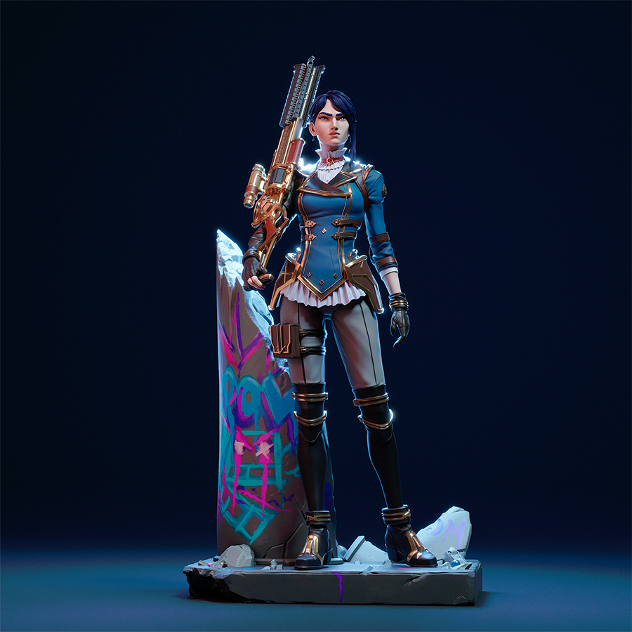 Unpainted Caitlyn resin model kit with rifle and base
