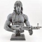 1/6 scale misprint Rambo resin bust by CA3D, unpainted and unassembled, with minor hair detail missing