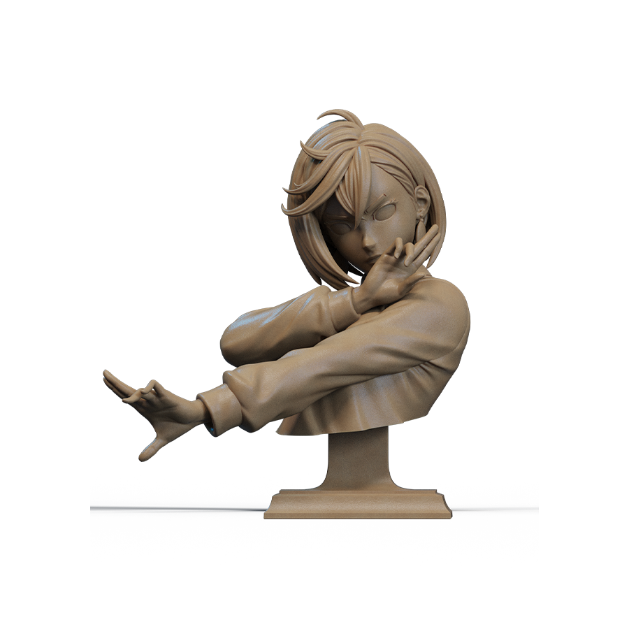Unpainted resin parts of the Momo Ayase bust including figure and base