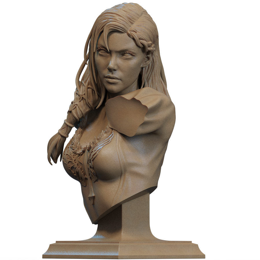 Hera resin bust inspired by Greek mythology, featuring regal hair and goddess-like detail, sculpted by CA3D