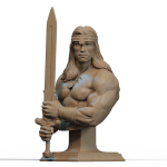 Conan the Barbarian resin bust with long hair and rugged warrior features, sculpted by CA3D