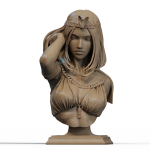 Cleopatra resin bust with ancient Egyptian jewelry and royal detail, sculpted by CA3D