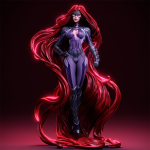 Medusa full figure from Marvel Comics with flowing red hair and heroic pose