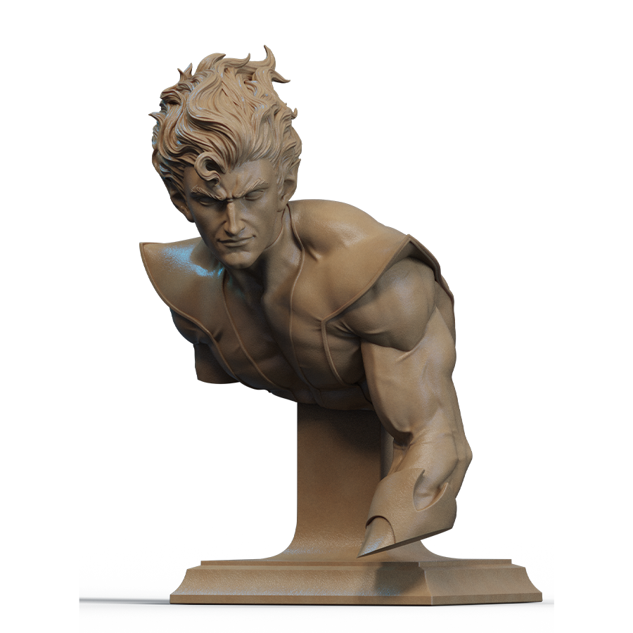 Bust of Nightcrawler from Marvel’s X-Men with pointed ears and classic costume