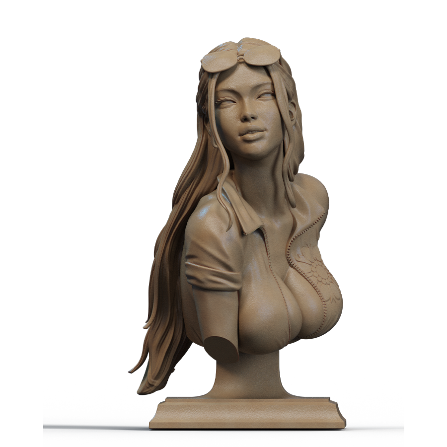 Bust of Nico Robin from One Piece with confident pose and anime styling