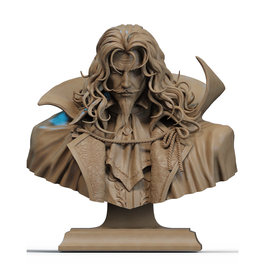 Dracula bust from Castlevania with high collar and gothic styling