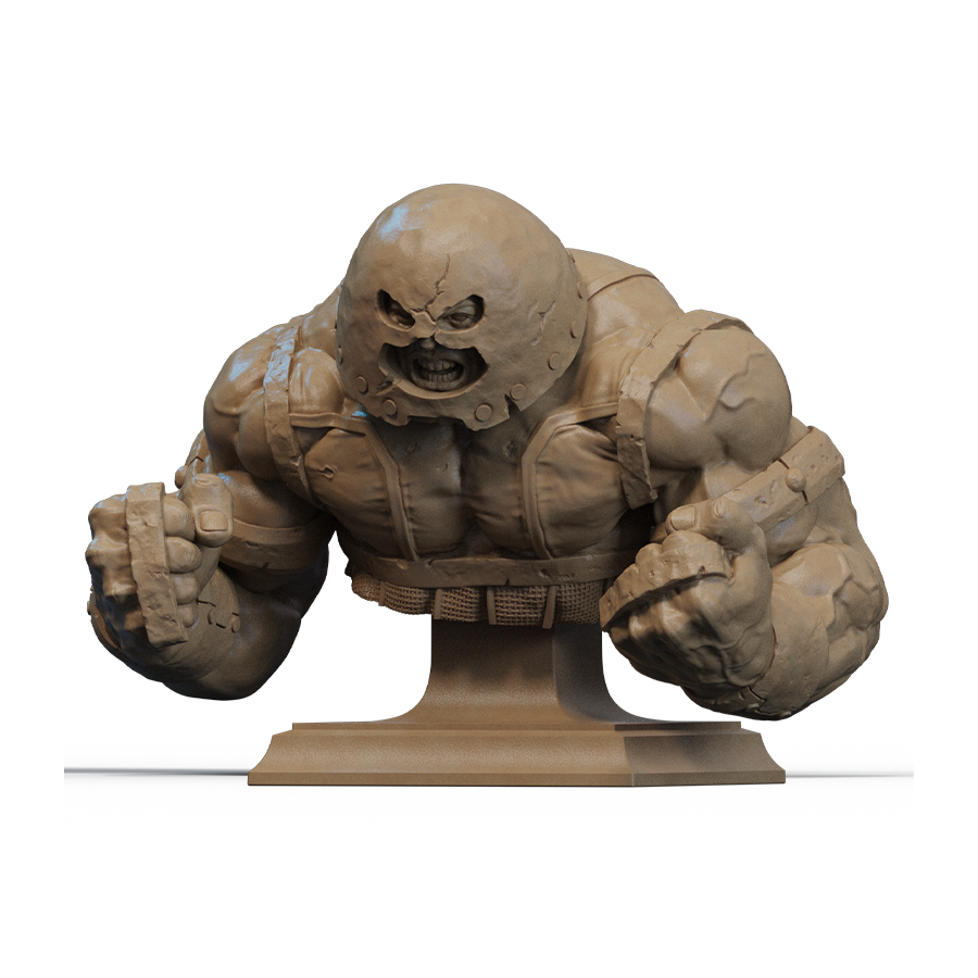 Unpainted resin parts of the Juggernaut bust including bust and display base