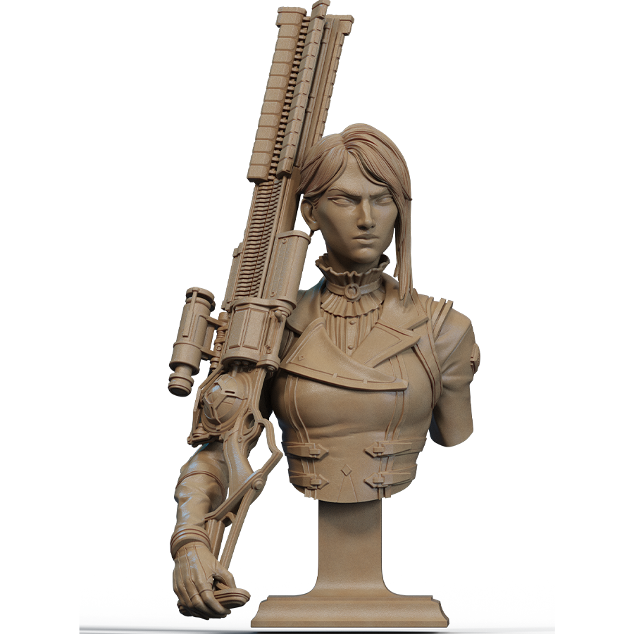 Caitlyn bust from Arcane and League of Legends with poised expression