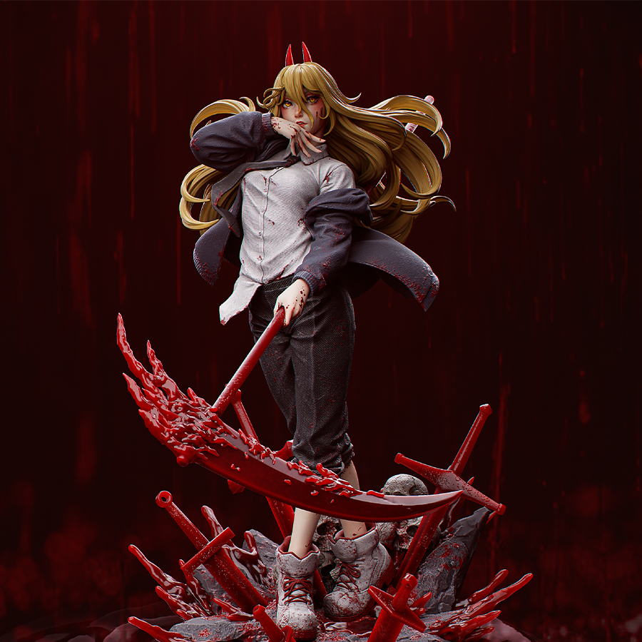 Full resin figure of Power from Chainsaw Man with horns and fierce pose