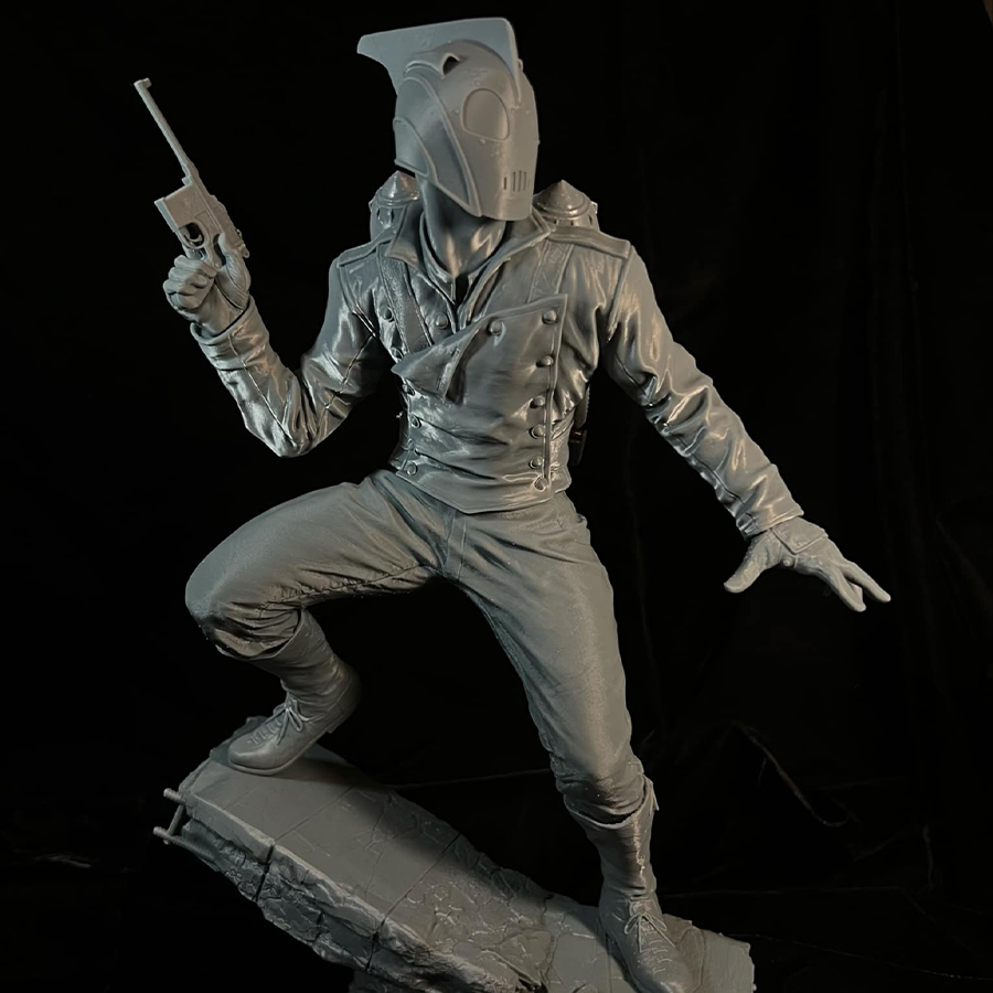 Rocketeer 1/6 scale resin model kit with jetpack and scenic base