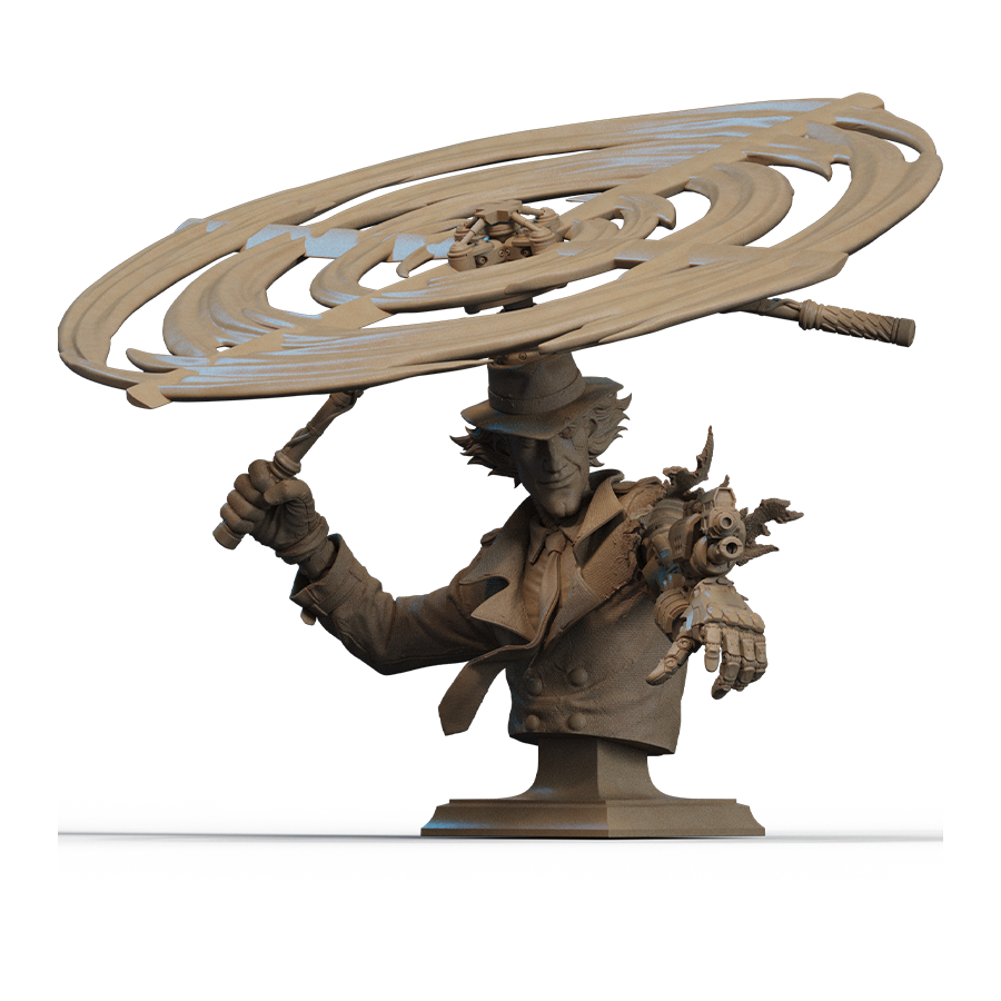 Unpainted resin parts of Inspector Gadget bust with bust and base