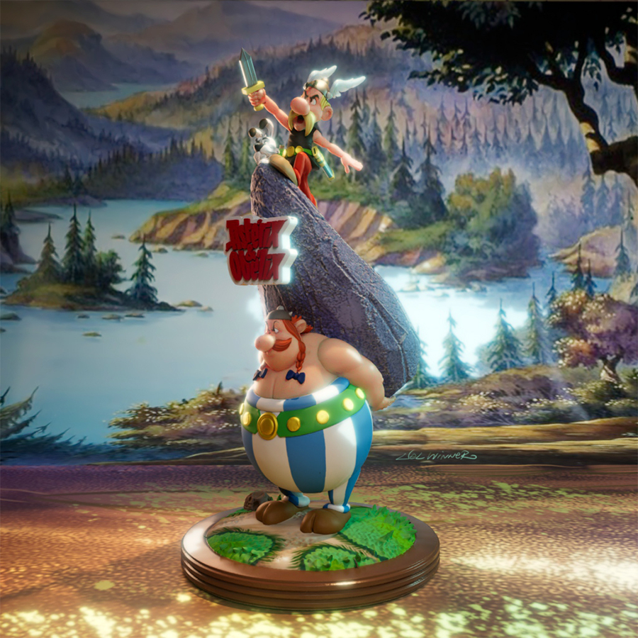 Asterix and Obelix resin figures in classic comic style with expressive poses