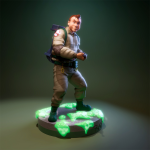 Ray Stantz resin figure from The Real Ghostbusters cartoon with goggles and jumpsuit