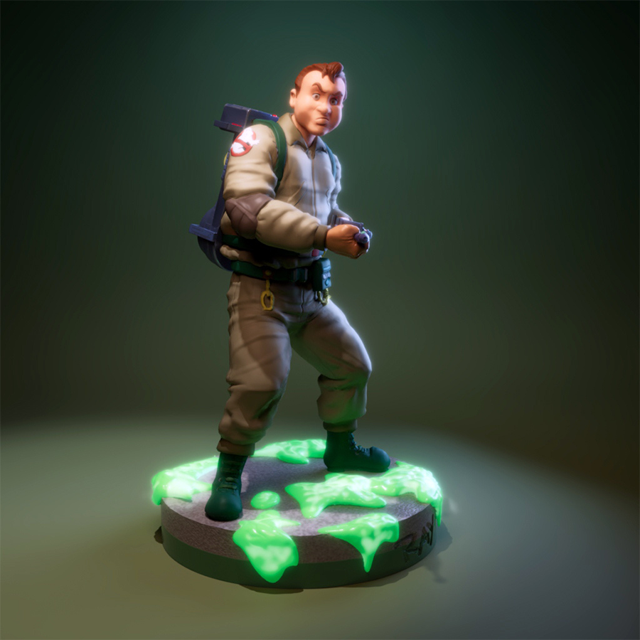 Ray Stantz resin figure from The Real Ghostbusters cartoon with goggles and jumpsuit