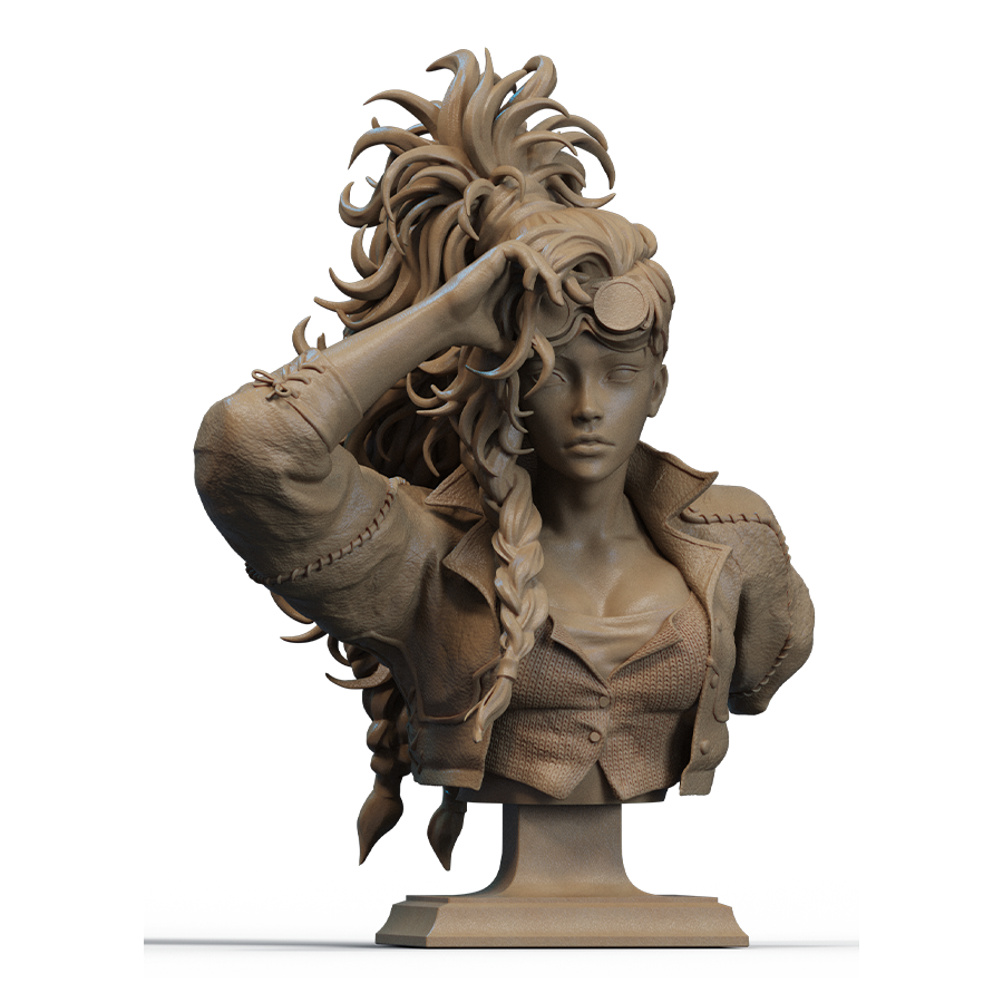 Unpainted resin kit of Gemma bust with base and clean surface details