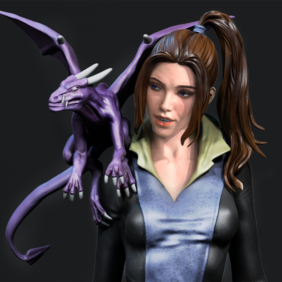Unpainted Kitty Pryde resin kit in superhero pose