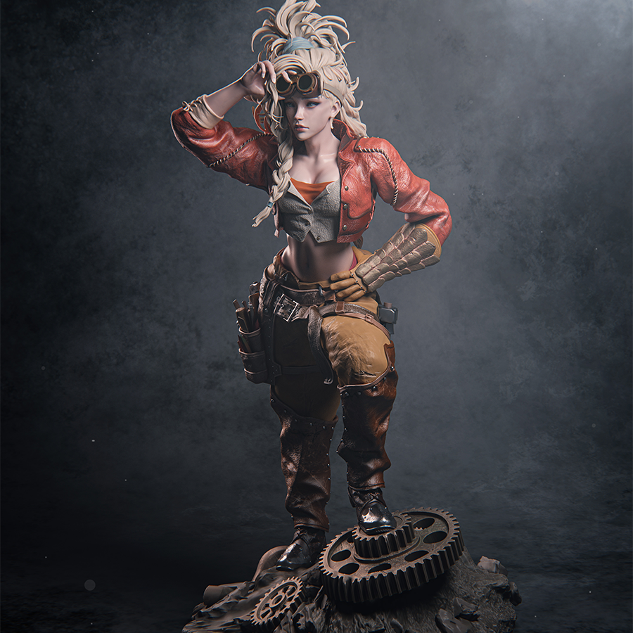 Unpainted Gemma resin model kit with cloak, base, and figure parts