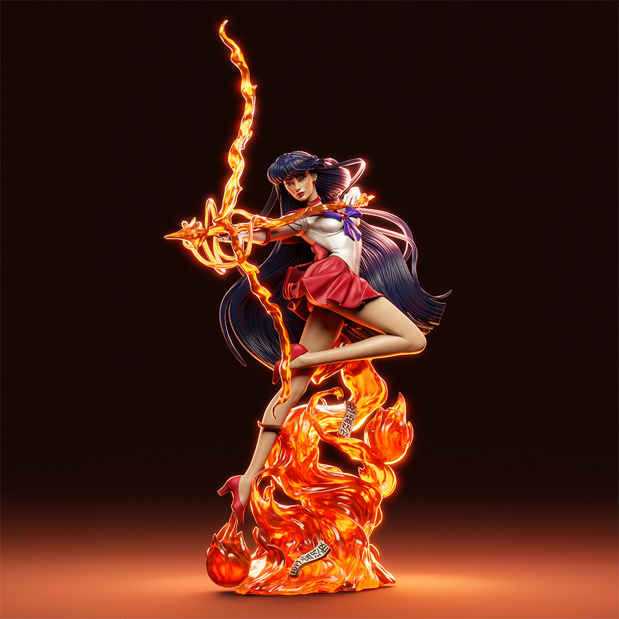 Unassembled resin parts of Rei Hino figure featuring body, base, and accessories
