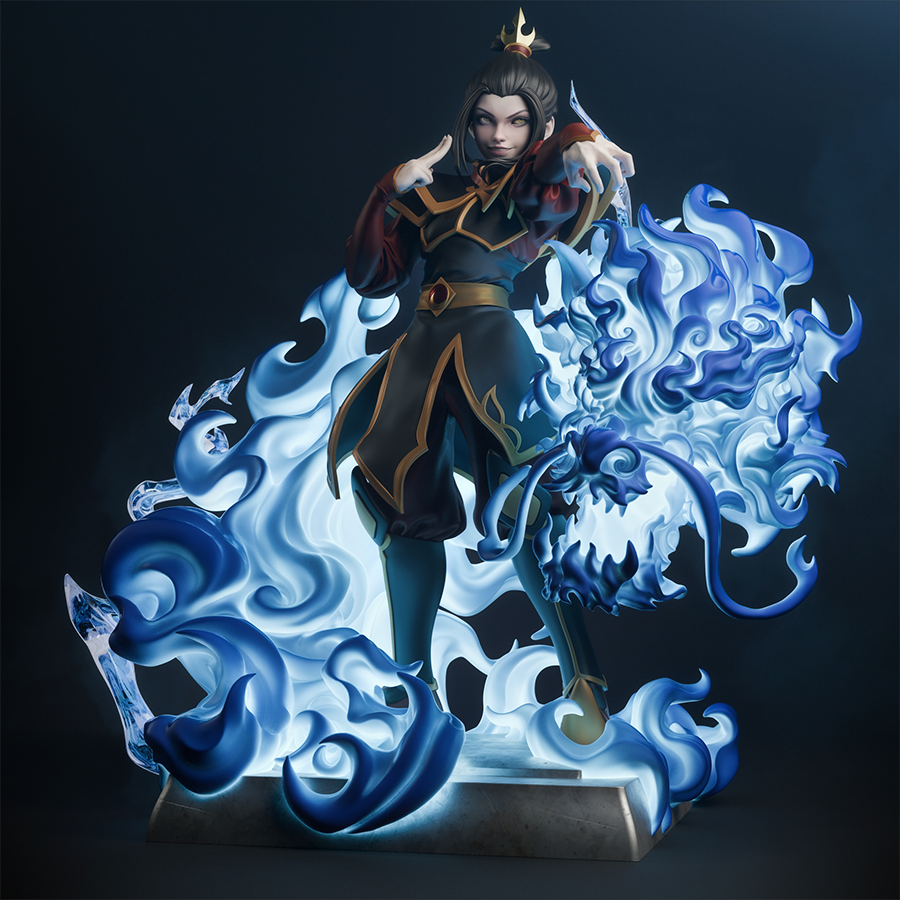 Unassembled Azula resin kit showing multiple character parts
