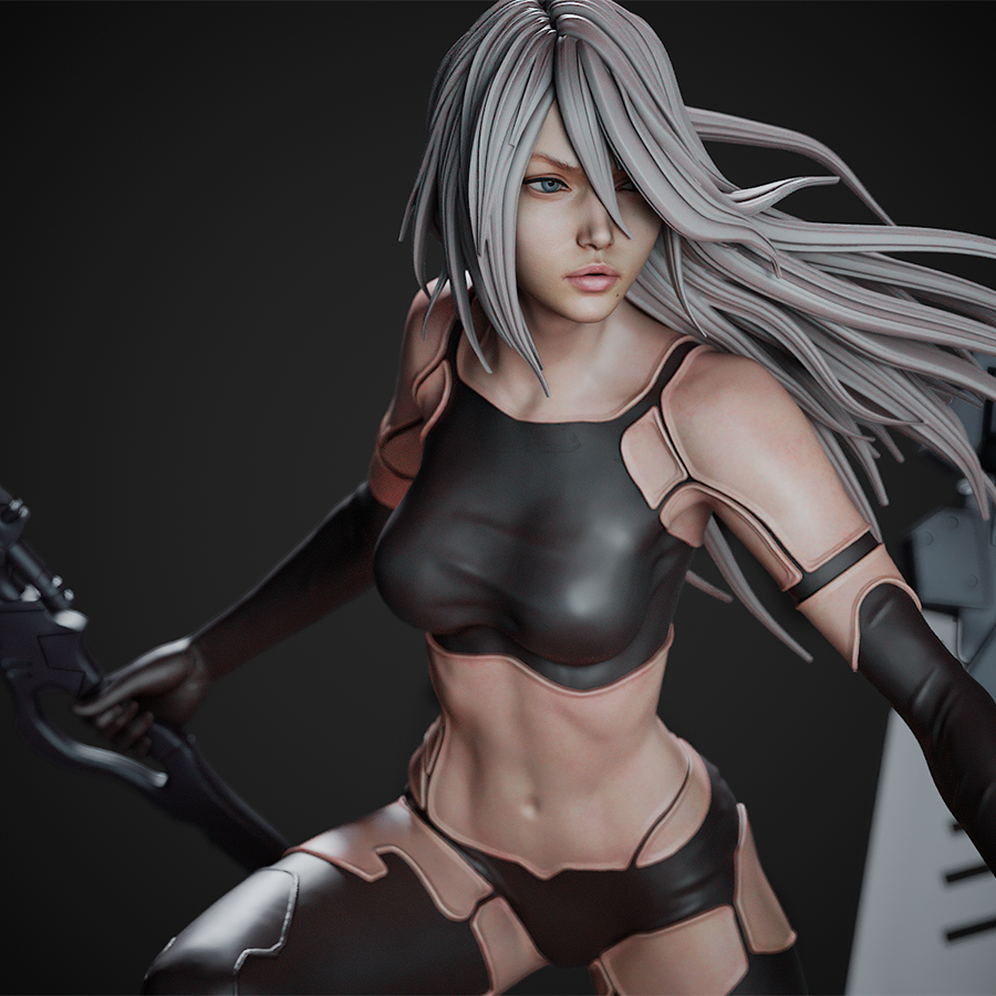 Unassembled A2 resin kit with parts including sword and body sculpt