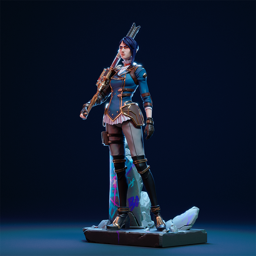 Unpainted Caitlyn resin model kit with rifle and base