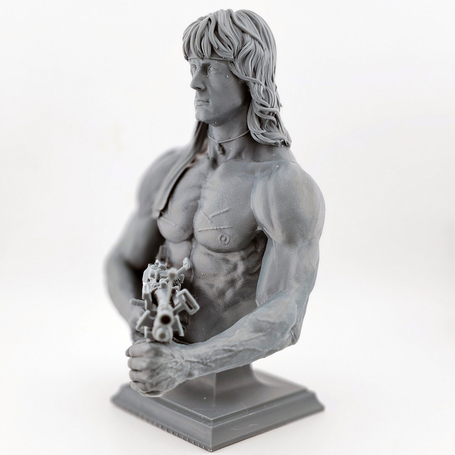 1/6 scale misprint Rambo resin bust by CA3D, unpainted and unassembled, with minor hair detail missing