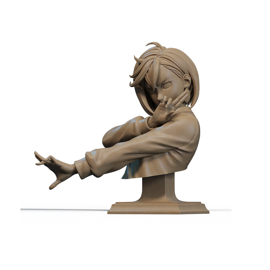 Unpainted resin parts of the Momo Ayase bust including figure and base