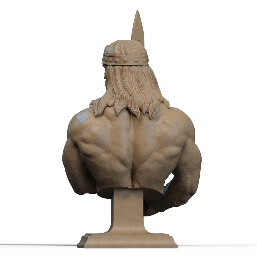 Conan the Barbarian resin bust with long hair and rugged warrior features, sculpted by CA3D
