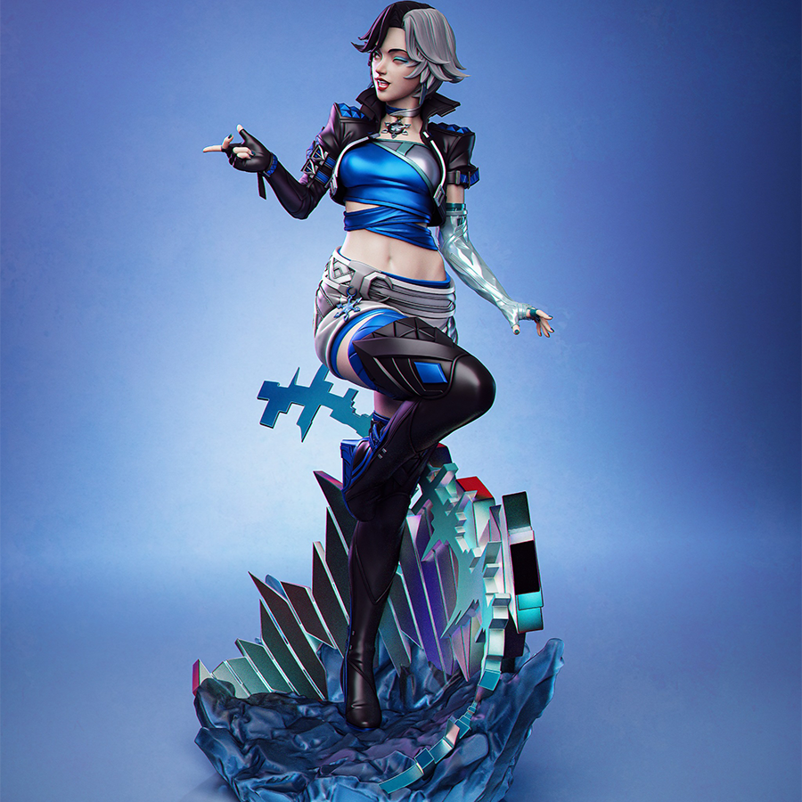 Marvel’s Luna Snow full figure in superhero pose with futuristic details