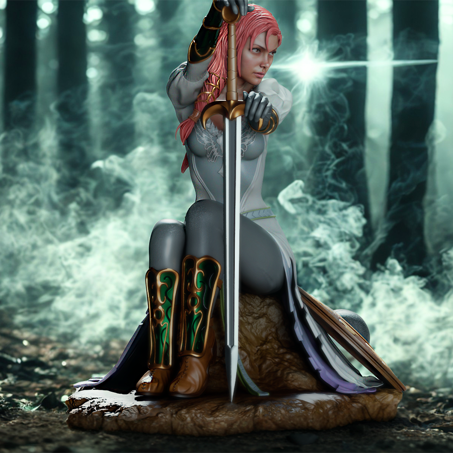 Resin figure of Hera, Queen of the Greek Gods, in flowing robes on a themed base