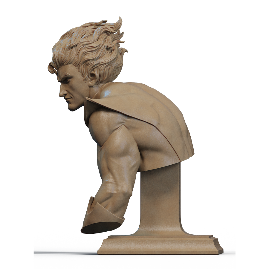 Bust of Nightcrawler from Marvel’s X-Men with pointed ears and classic costume