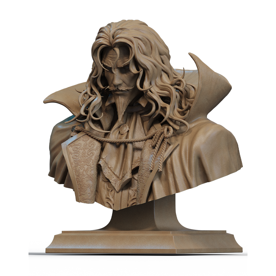 Dracula bust from Castlevania with high collar and gothic styling
