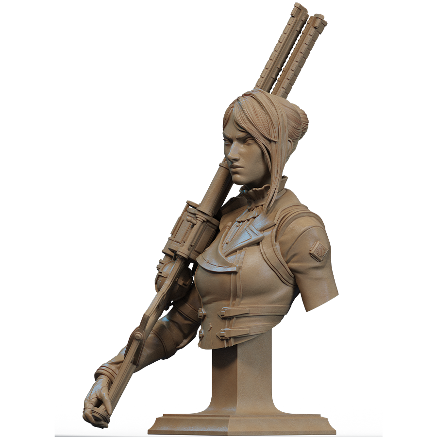 Caitlyn bust from Arcane and League of Legends with poised expression