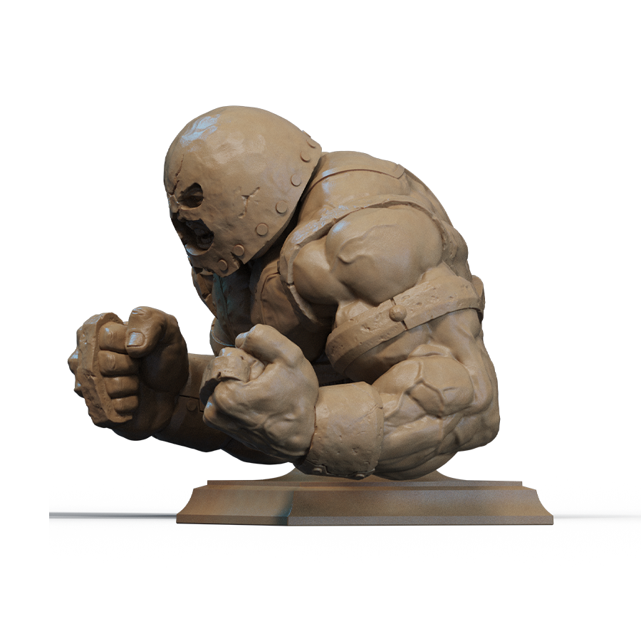 Unpainted resin parts of the Juggernaut bust including bust and display base